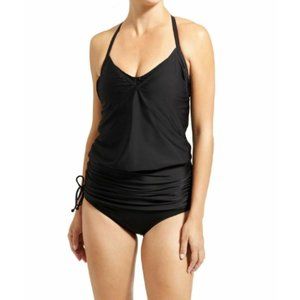 NWT Athleta 34 B /C Bra sz Black Side Scrunch Convertible Tankini Top Swim Dress
